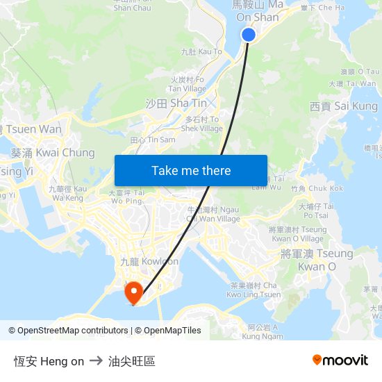 恆安 Heng on to 油尖旺區 map