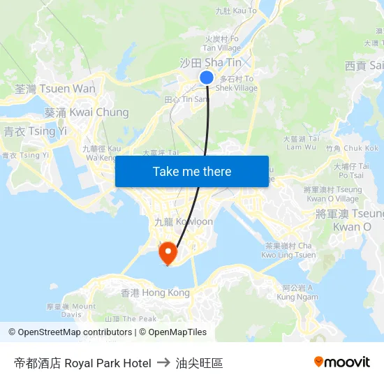 帝都酒店 Royal Park Hotel to 油尖旺區 map