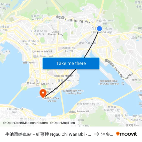 牛池灣轉車站－紅萼樓 Ngau Chi Wan Bbi - Hung Ngok House to 油尖旺區 map