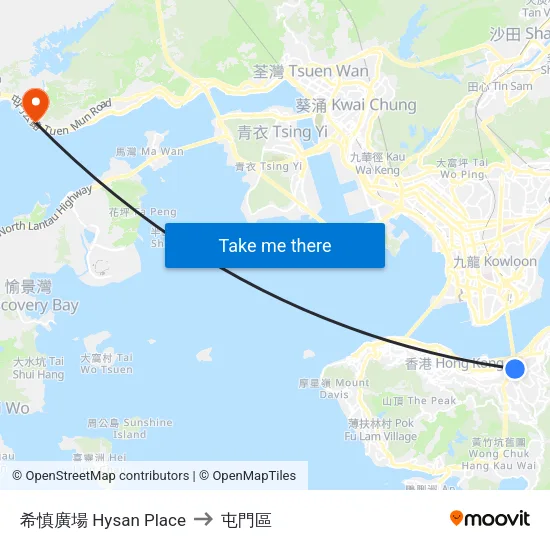 希慎廣場 Hysan Place to 屯門區 map