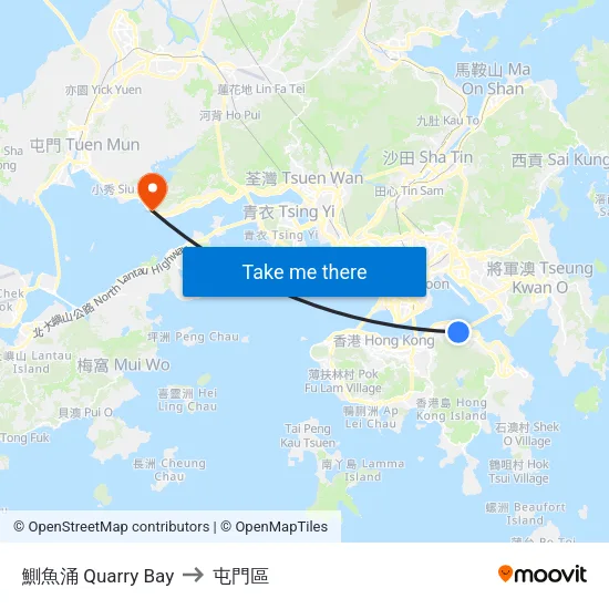 鰂魚涌 Quarry Bay to 屯門區 map