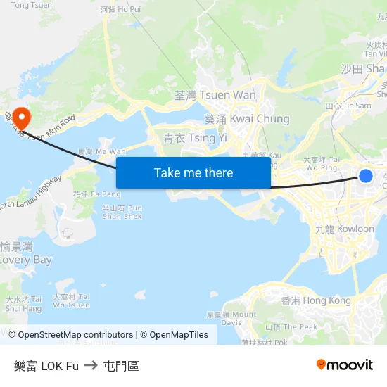 樂富 LOK Fu to 屯門區 map