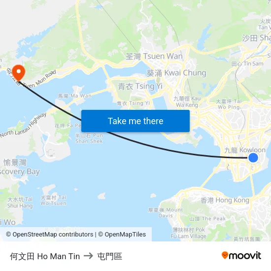 何文田 Ho Man Tin to 屯門區 map