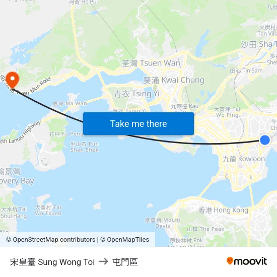 宋皇臺 Sung Wong Toi to 屯門區 map
