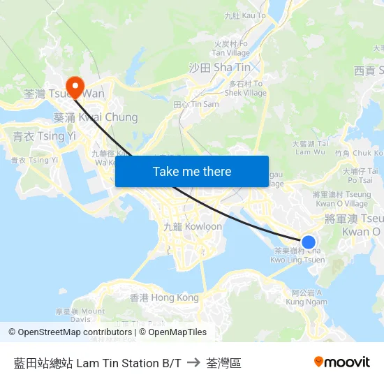 藍田站總站 Lam Tin Station B/T to 荃灣區 map