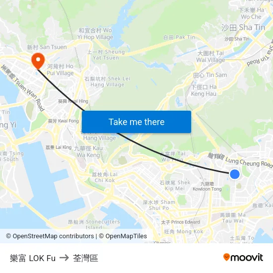 樂富 LOK Fu to 荃灣區 map