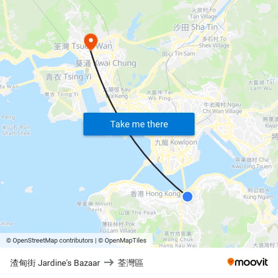 渣甸街 Jardine's Bazaar to 荃灣區 map