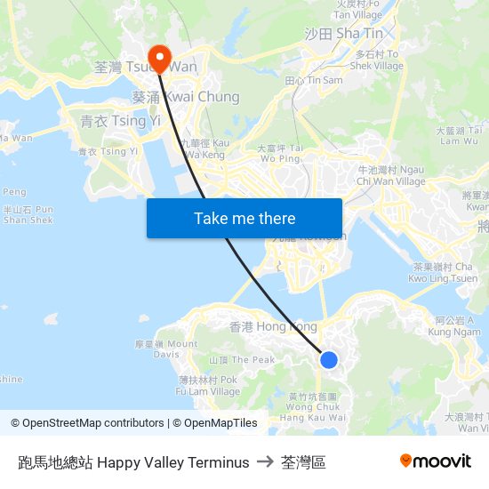 跑馬地總站 Happy Valley Terminus to 荃灣區 map