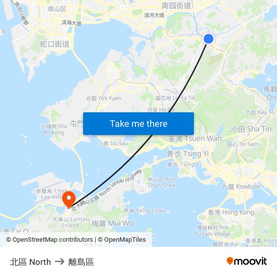 北區 North to 離島區 map