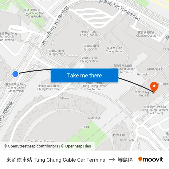 東涌纜車站 Tung Chung Cable Car Terminal to 離島區 map