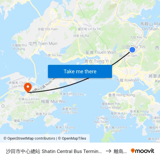沙田市中心總站 Shatin Central Bus Terminus to 離島區 map