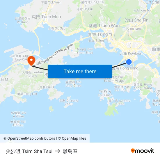 尖沙咀 Tsim Sha Tsui to 離島區 map