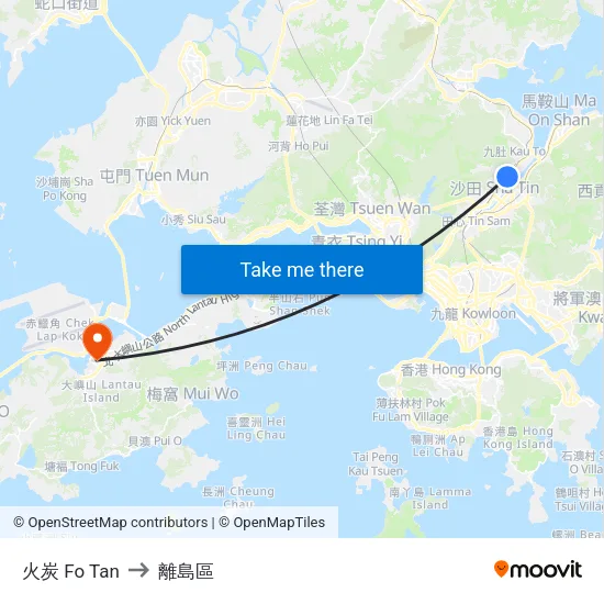 火炭 Fo Tan to 離島區 map