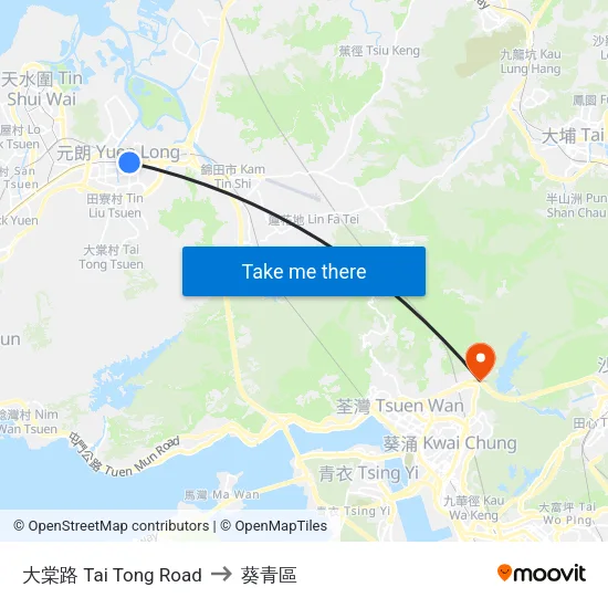 大棠路 Tai Tong Road to 葵青區 map