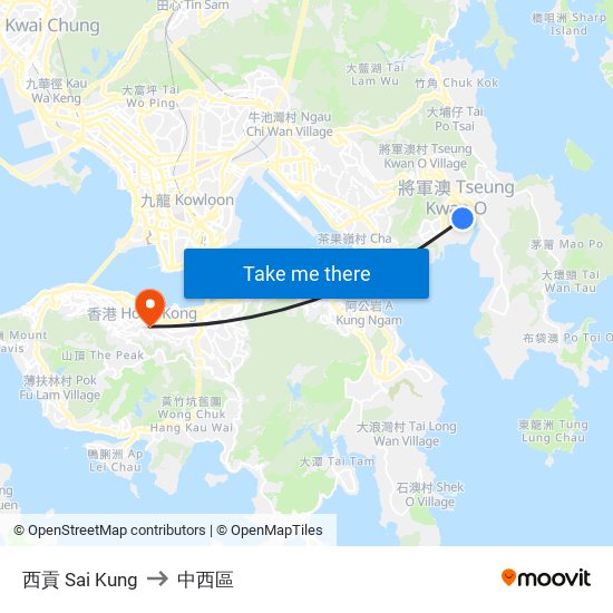 西貢 Sai Kung to 中西區 map