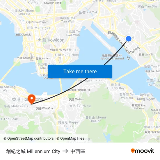 創紀之城 Millennium City to 中西區 map