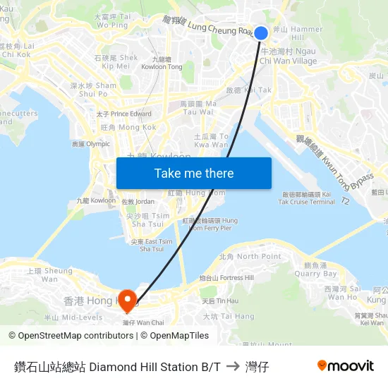 鑽石山站總站 Diamond Hill Station B/T to 灣仔 map