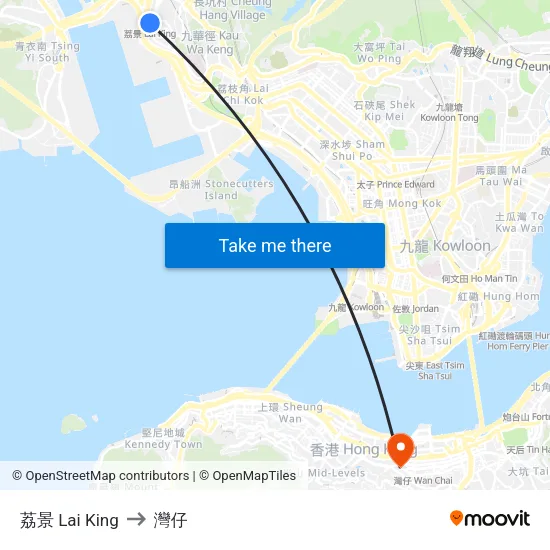 荔景 Lai King to 灣仔 map