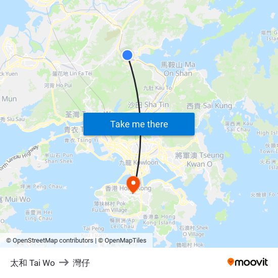太和 Tai Wo to 灣仔 map