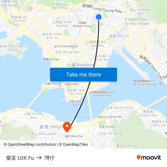 樂富 LOK Fu to 灣仔 map