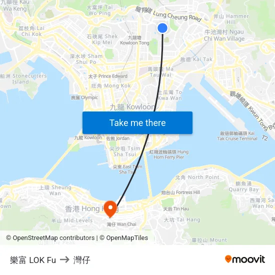 樂富 LOK Fu to 灣仔 map