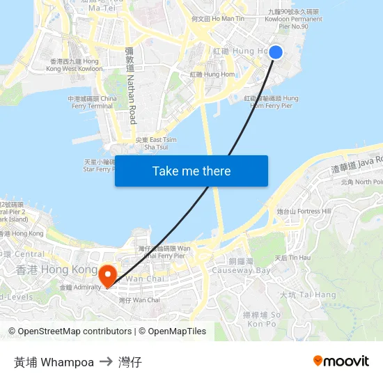 黃埔 Whampoa to 灣仔 map