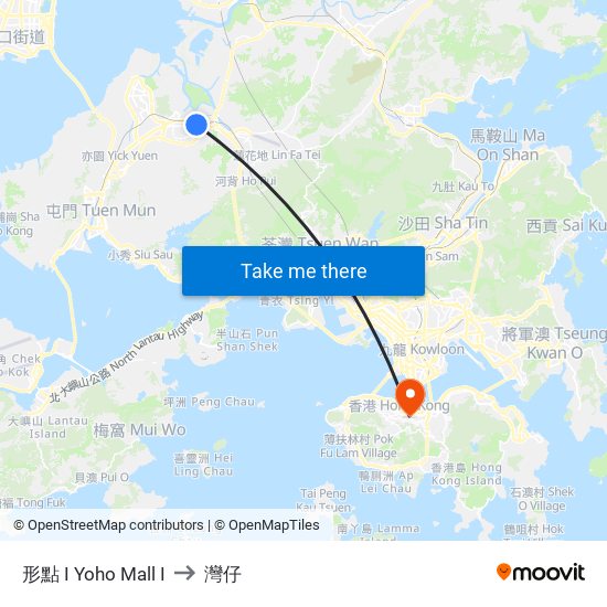 形點 I Yoho Mall I to 灣仔 map