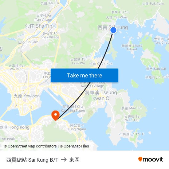 西貢總站 Sai Kung B/T to 東區 map