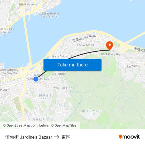 渣甸街 Jardine's Bazaar to 東區 map