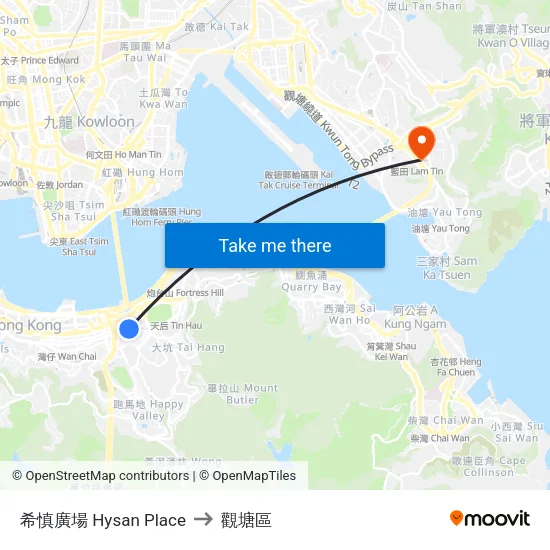 希慎廣場 Hysan Place to 觀塘區 map