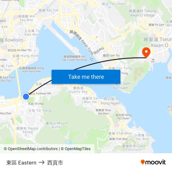東區 Eastern to 西貢市 map