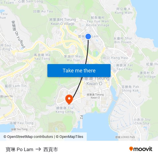 寶琳 Po Lam to 西貢市 map