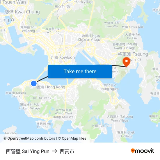 西營盤 Sai Ying Pun to 西貢市 map