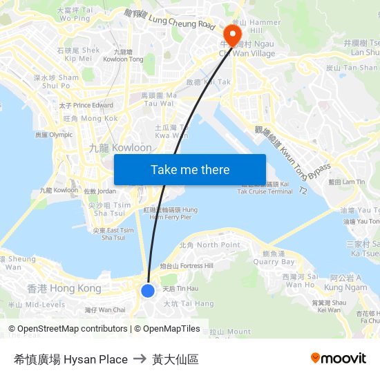 希慎廣場 Hysan Place to 黃大仙區 map