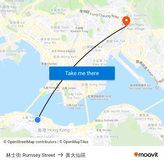 林士街 Rumsey Street to 黃大仙區 map
