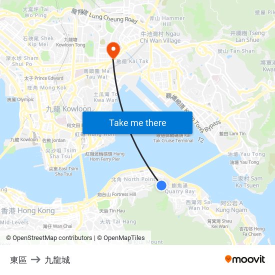 東區 to 九龍城 map