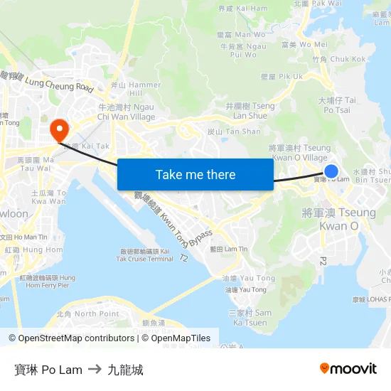 寶琳 Po Lam to 九龍城 map