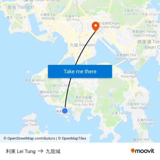 利東 Lei Tung to 九龍城 map