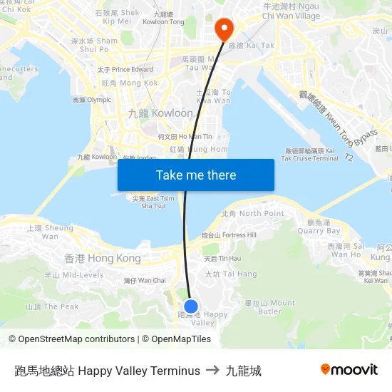 跑馬地總站 Happy Valley Terminus to 九龍城 map