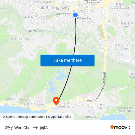 灣仔 Wan Chai to 灣仔 Wan Chai map