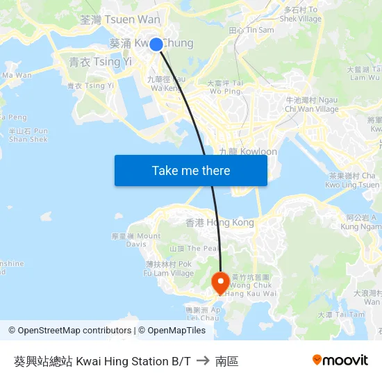 葵興站總站 Kwai Hing Station B/T to 南區 map