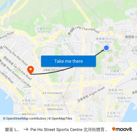 樂富 LOK Fu to Pei Ho Street Sports Centre 北河街體育館 (北河街體育館) map