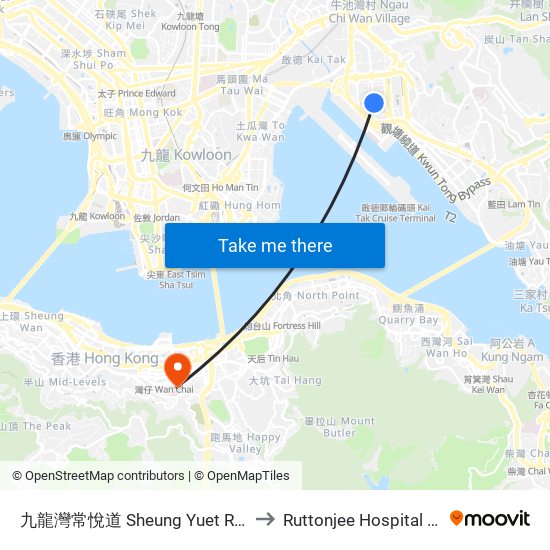 九龍灣常悅道 Sheung Yuet Road Kowloon Bay to Ruttonjee Hospital (律敦治醫院) map