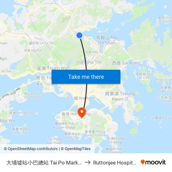 大埔墟站小巴總站 Tai Po Market Station Plb Terminus to Ruttonjee Hospital (律敦治醫院) map