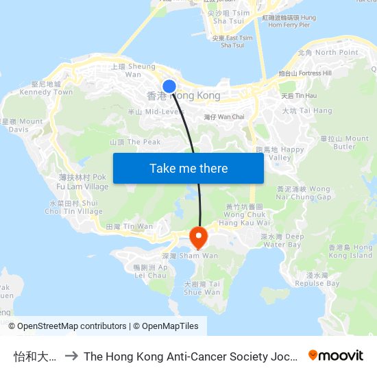 怡和大廈 Jardine House to The Hong Kong Anti-Cancer Society Jockey Club Cancer Rehabilitation Centre(JCCRC) (香港防癌會賽馬會康復中心) map