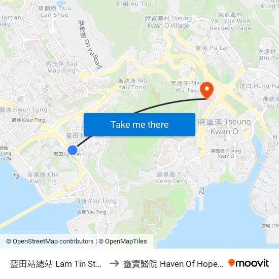 藍田站總站 Lam Tin Station B/T to 靈實醫院 Haven Of Hope Hospital map