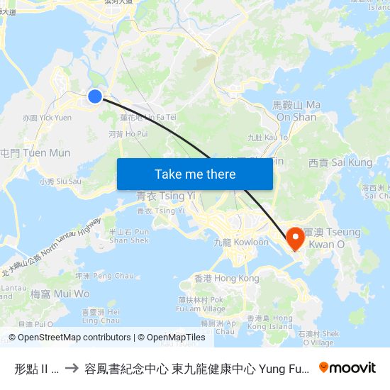 形點 II Yoho Mall II to 容鳳書紀念中心 東九龍健康中心 Yung Fung Shee Memorial Centre East Kowloon Health Centre map