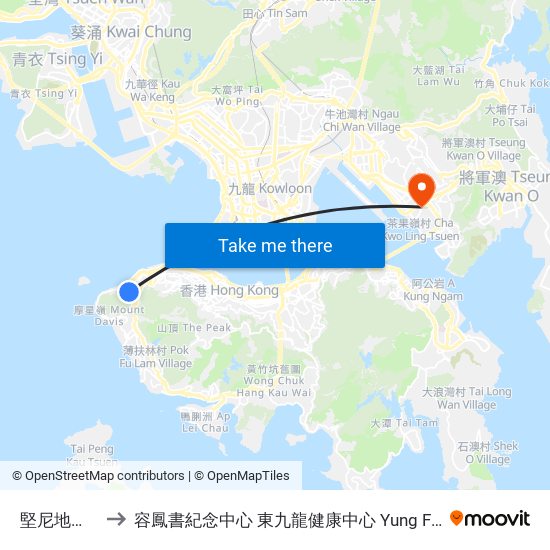 堅尼地城 Kennedy Town to 容鳳書紀念中心 東九龍健康中心 Yung Fung Shee Memorial Centre East Kowloon Health Centre map