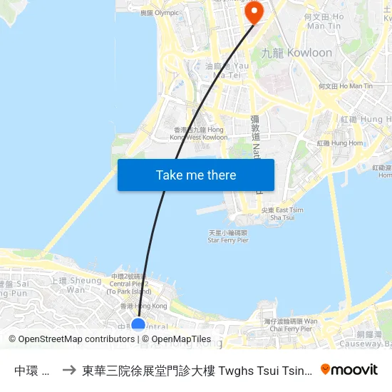 中環 Central to 東華三院徐展堂門診大樓 Twghs Tsui Tsin Tong Outpatient Building map