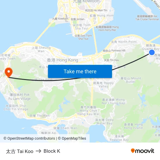 太古 Tai Koo to Block K map